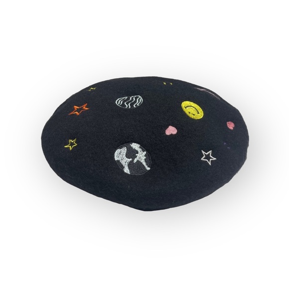 Rare: new Valfré ☻ Saturn Embroidered Wool Beret ☻ Black ☻ 1SFA Limited Edition - Picture 6 of 16